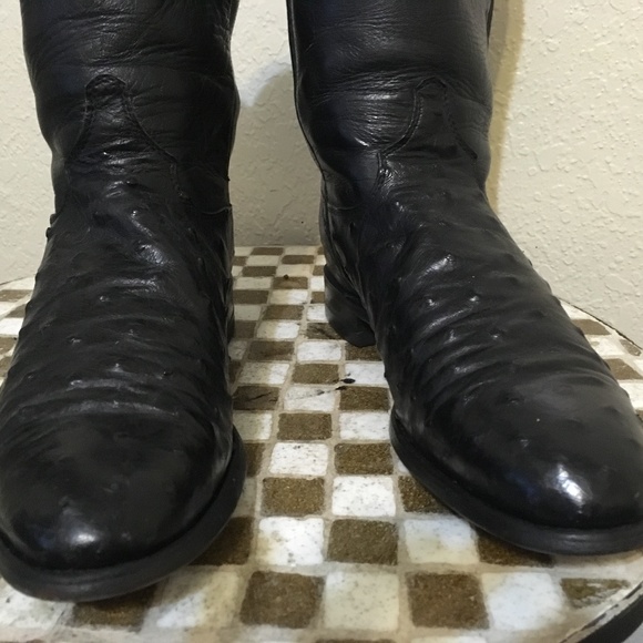 JUSTIN BLACK OSTRICH BOOTS 8.5 D main image 4